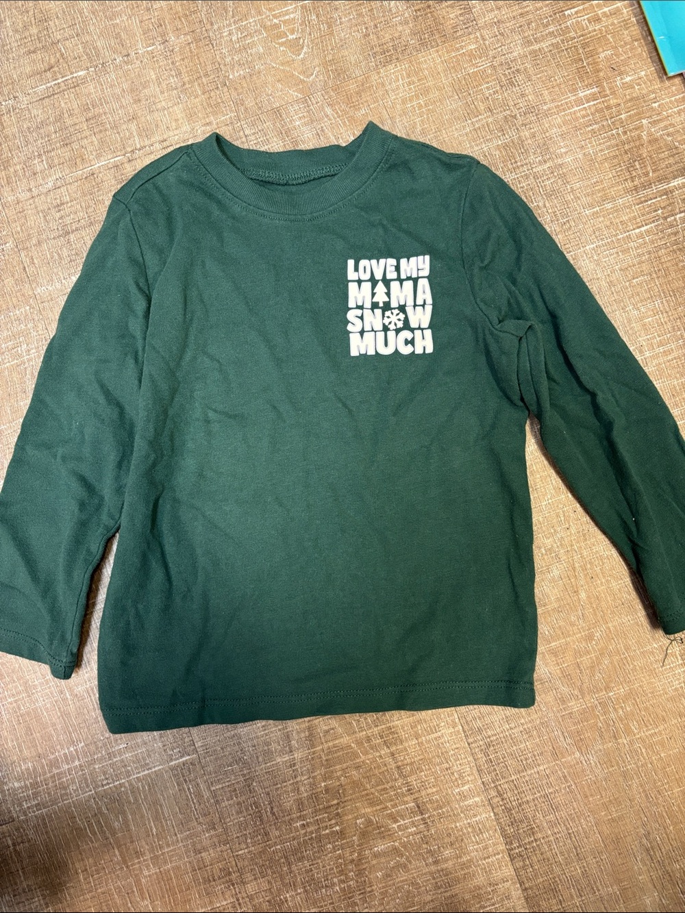 Kids Dark Green Long-Sleeve Tee - Love My Mama Snow Much